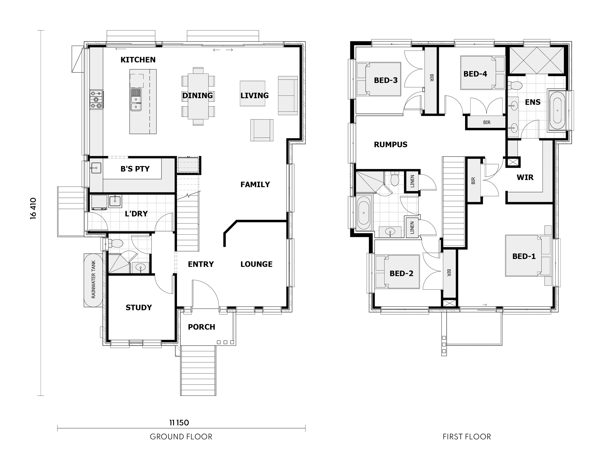 Floor plans, all levels