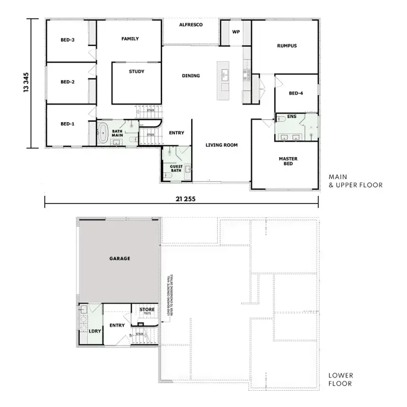 Floor plans, all levels