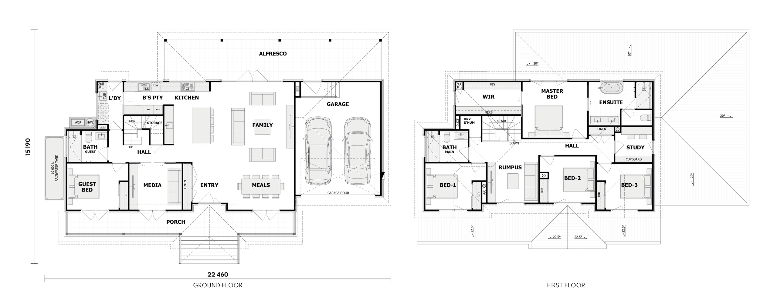 Floor plans, all levels
