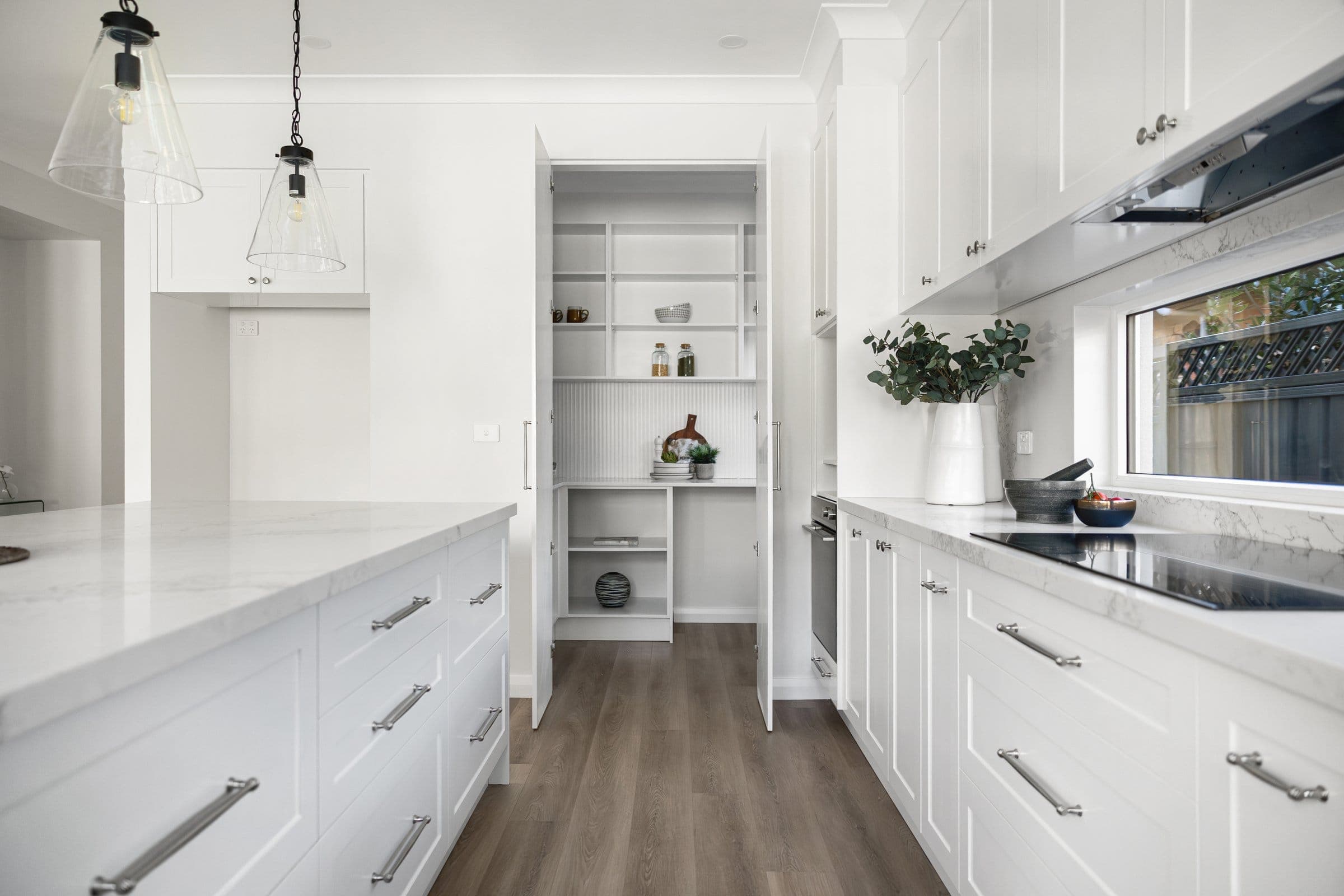 Bright kitchen with butler's pantry in the certified Riverwood passive house, Sydney