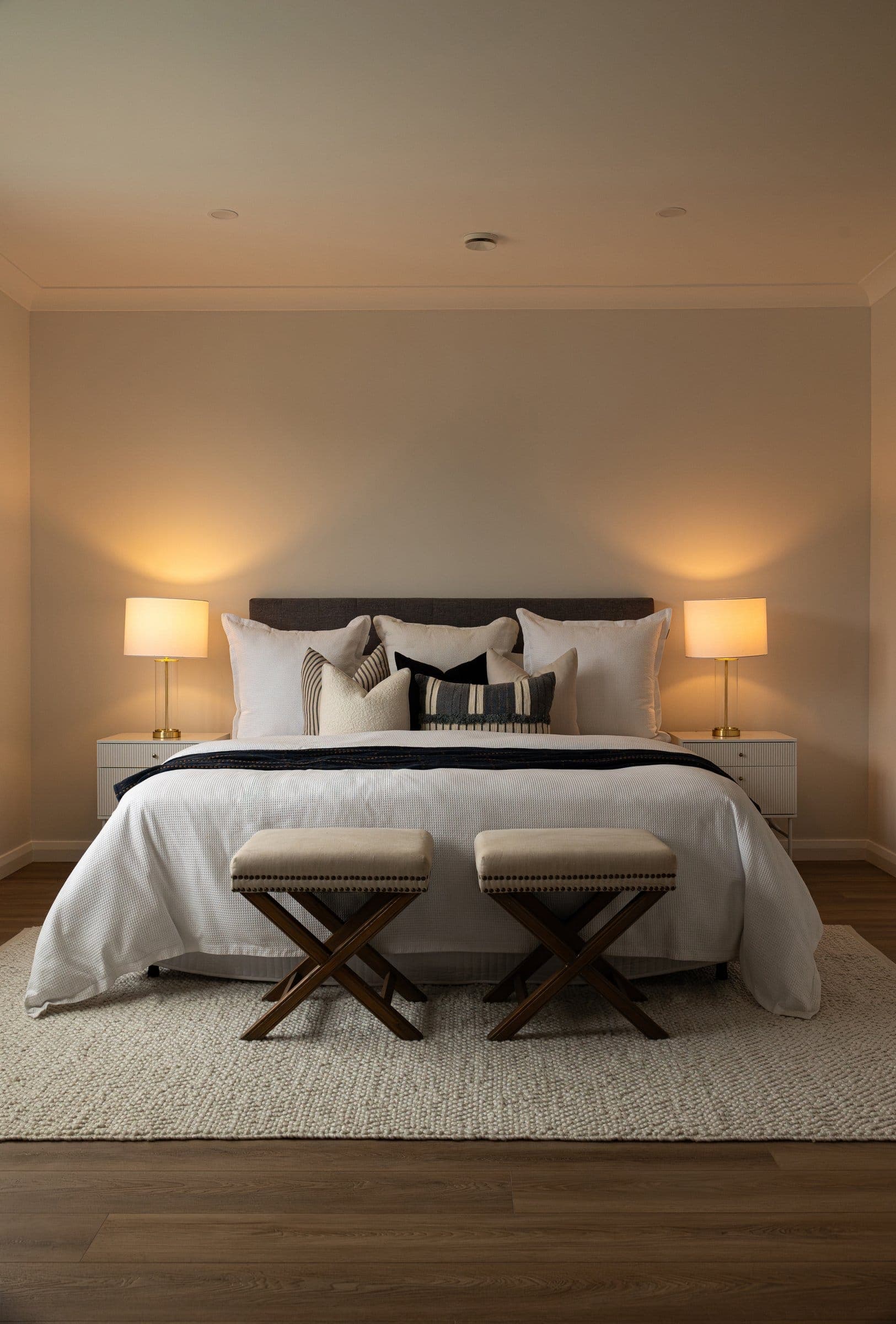 A warm, light-filled Marvel Homes bedroom interior